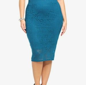 Teal lace skirt